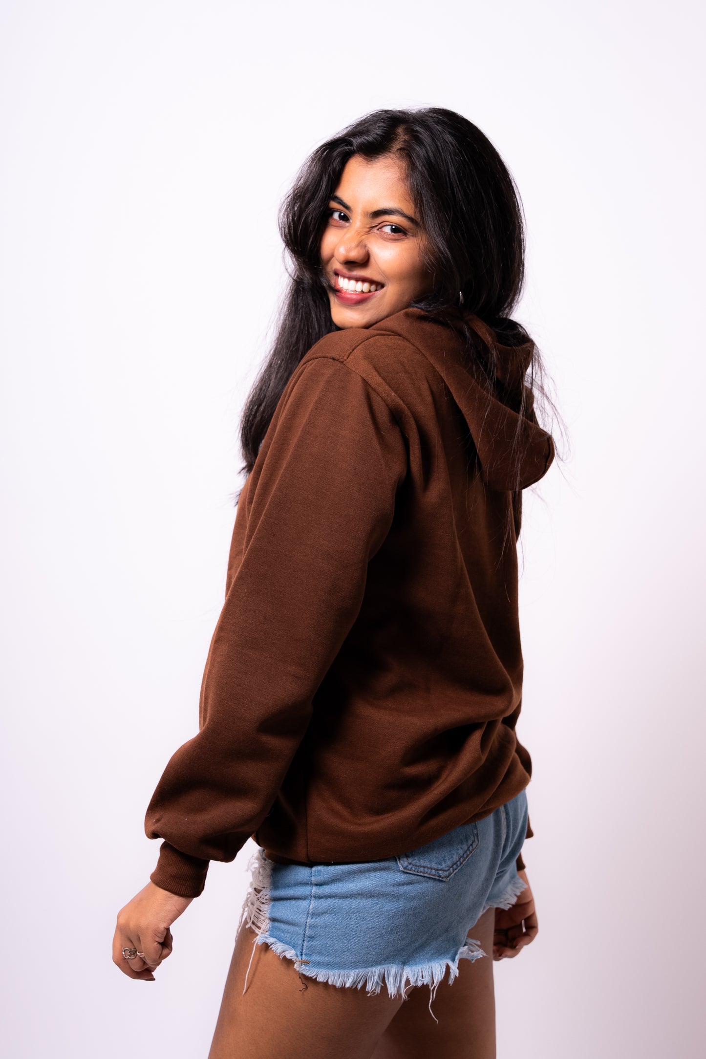 BROWN HEART PATCH HOODIE
