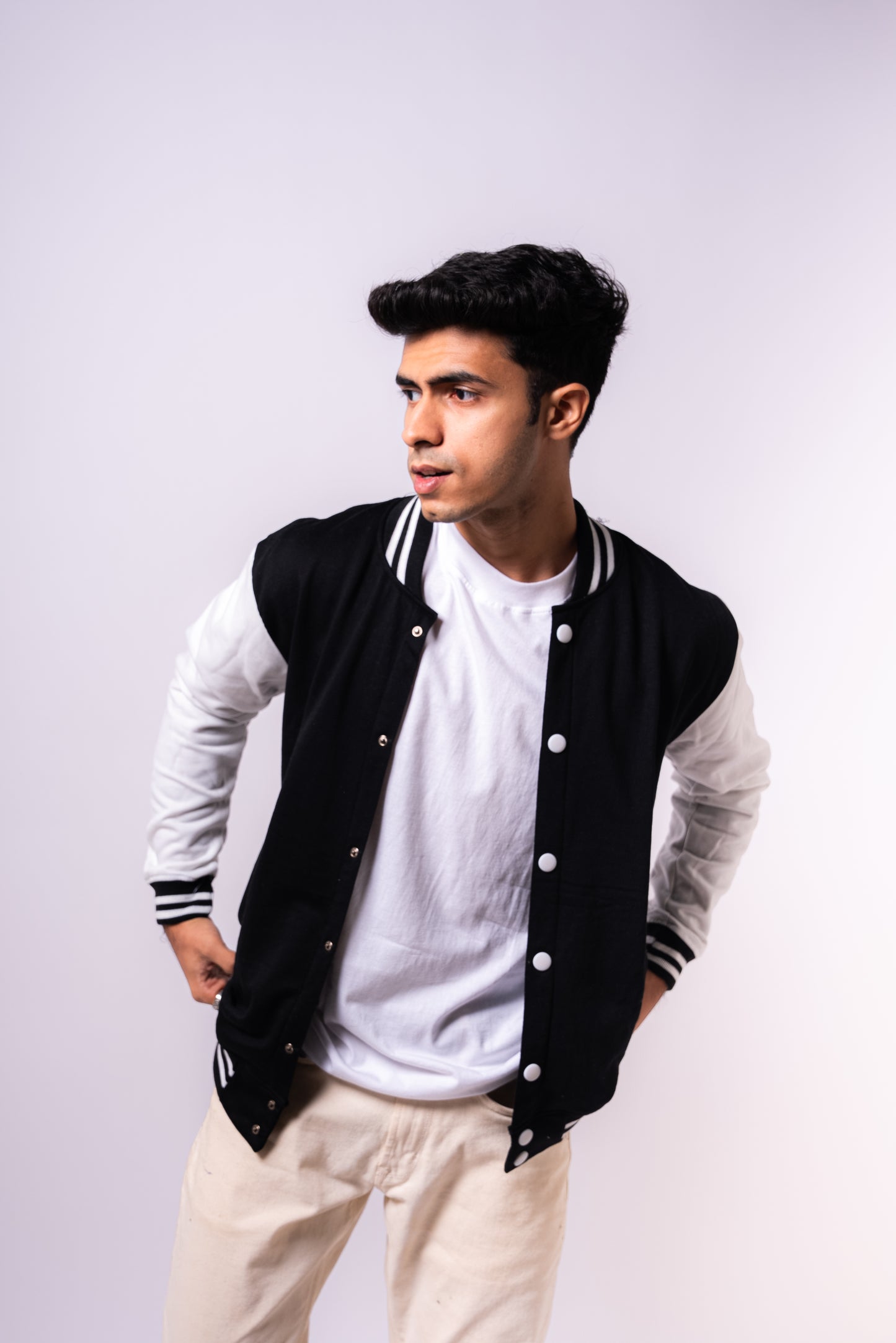 PLAIN BLACK VARSITY JACKET