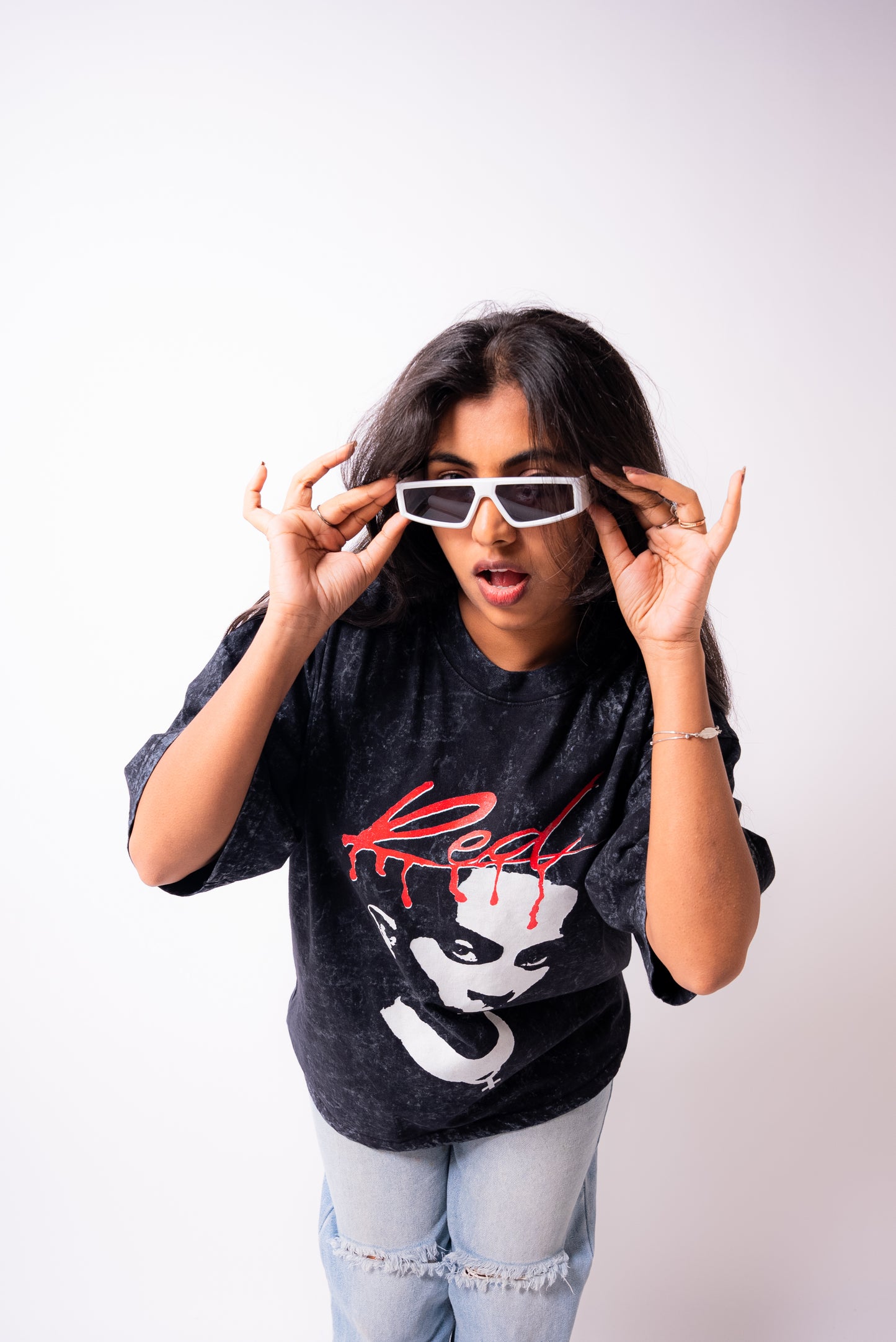 RED STONE WASH TEE