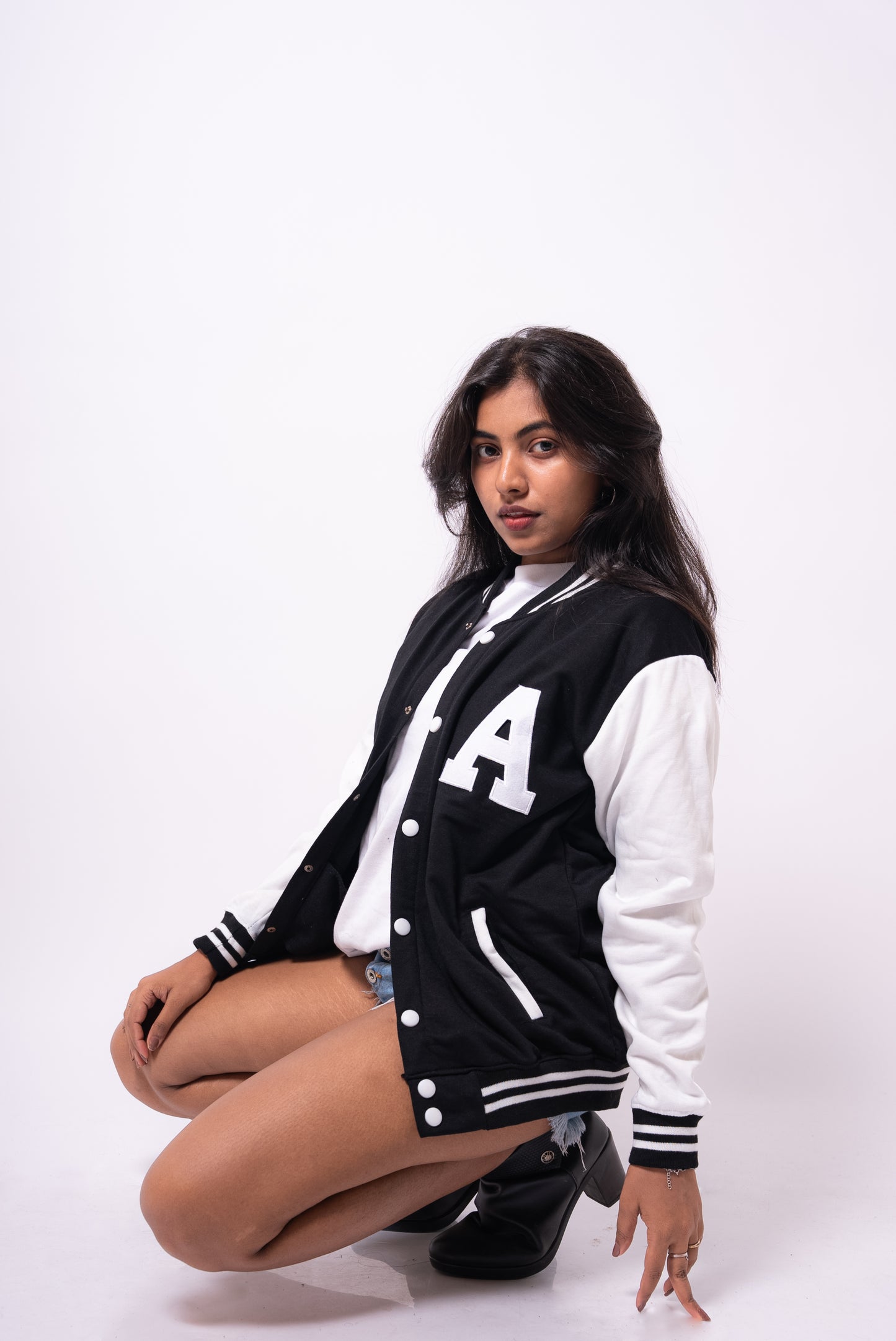 BLACK LETTER MAN VARSITY JACKET