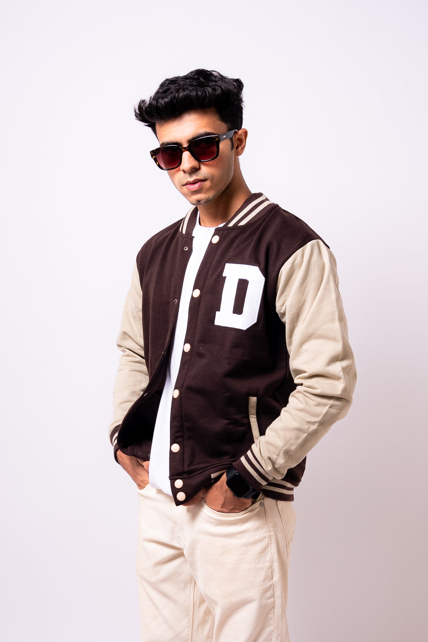 BROWN LETTER MAN VARSITY JACKET