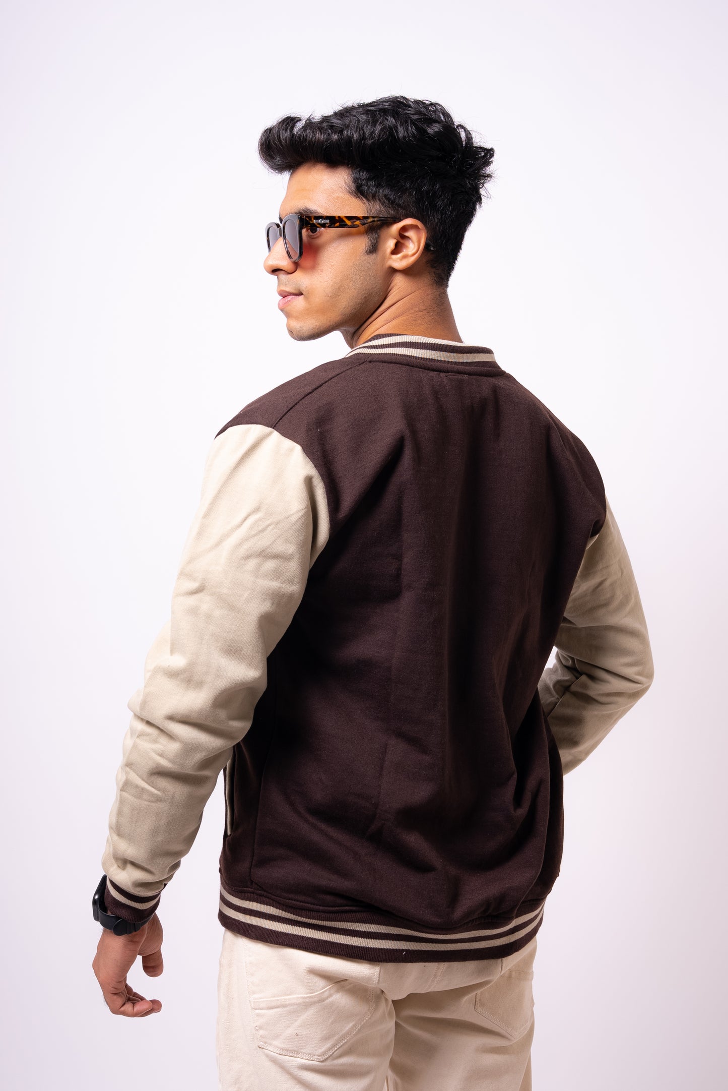 BROWN LETTER MAN VARSITY JACKET