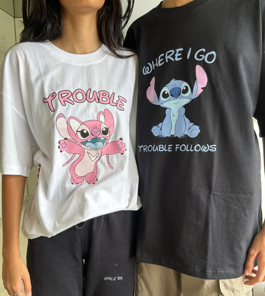 DUO WHERE I GO TROUBLE FOLLOWS X TROUBLE TEES