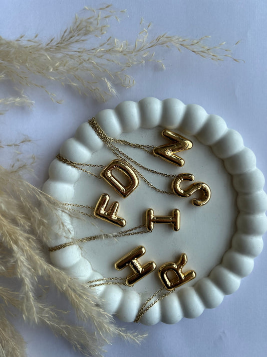 BUBBLE INITIAL NECKLACE (GOLD)