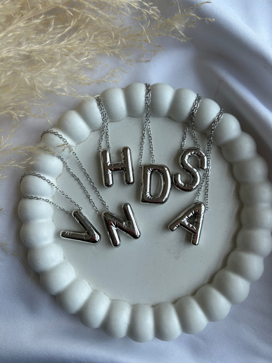 BUBBLE INITIAL NECKLACE (SILVER)