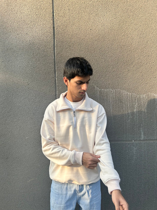 OFF WHITE QUARTER ZIP SWEATSHIRT